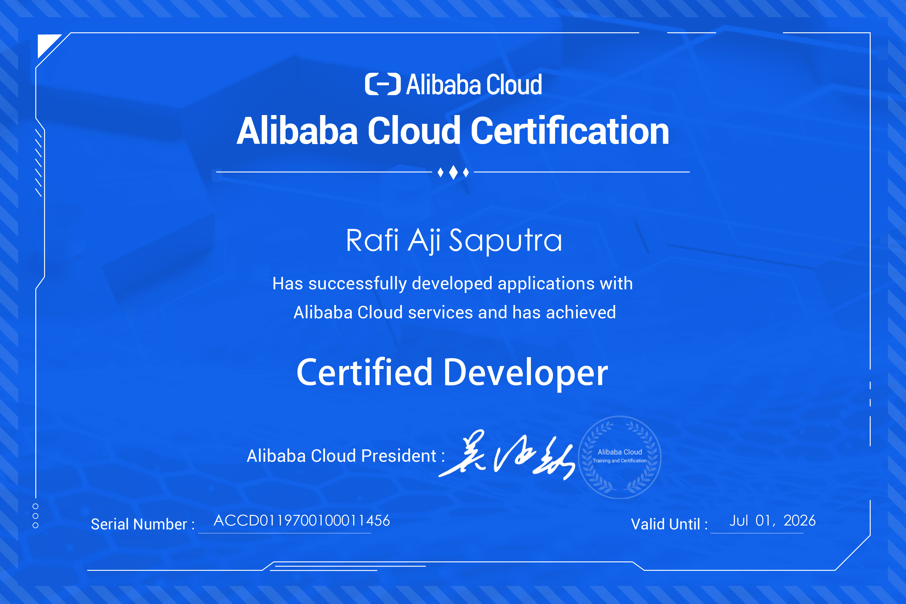 Alibaba Certificate Screenshot